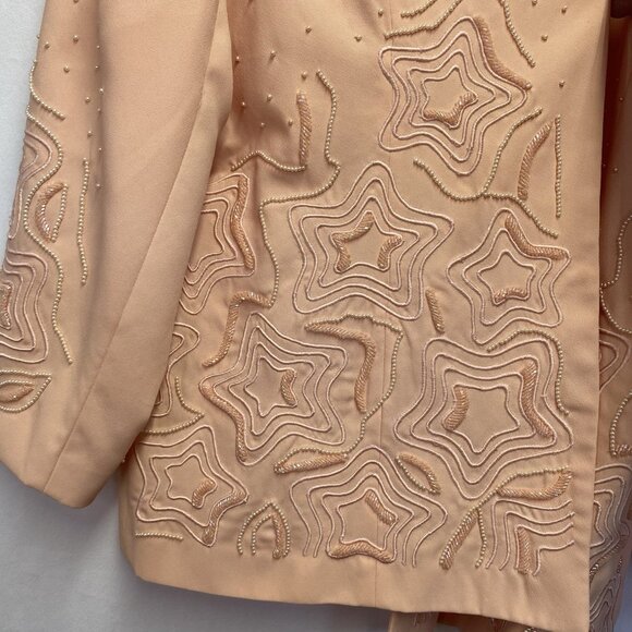 DONNA VINCI Embroidered Beaded Embellishment 2pc Lined Skirt Suit Women 22 Peach - Picture 16 of 16